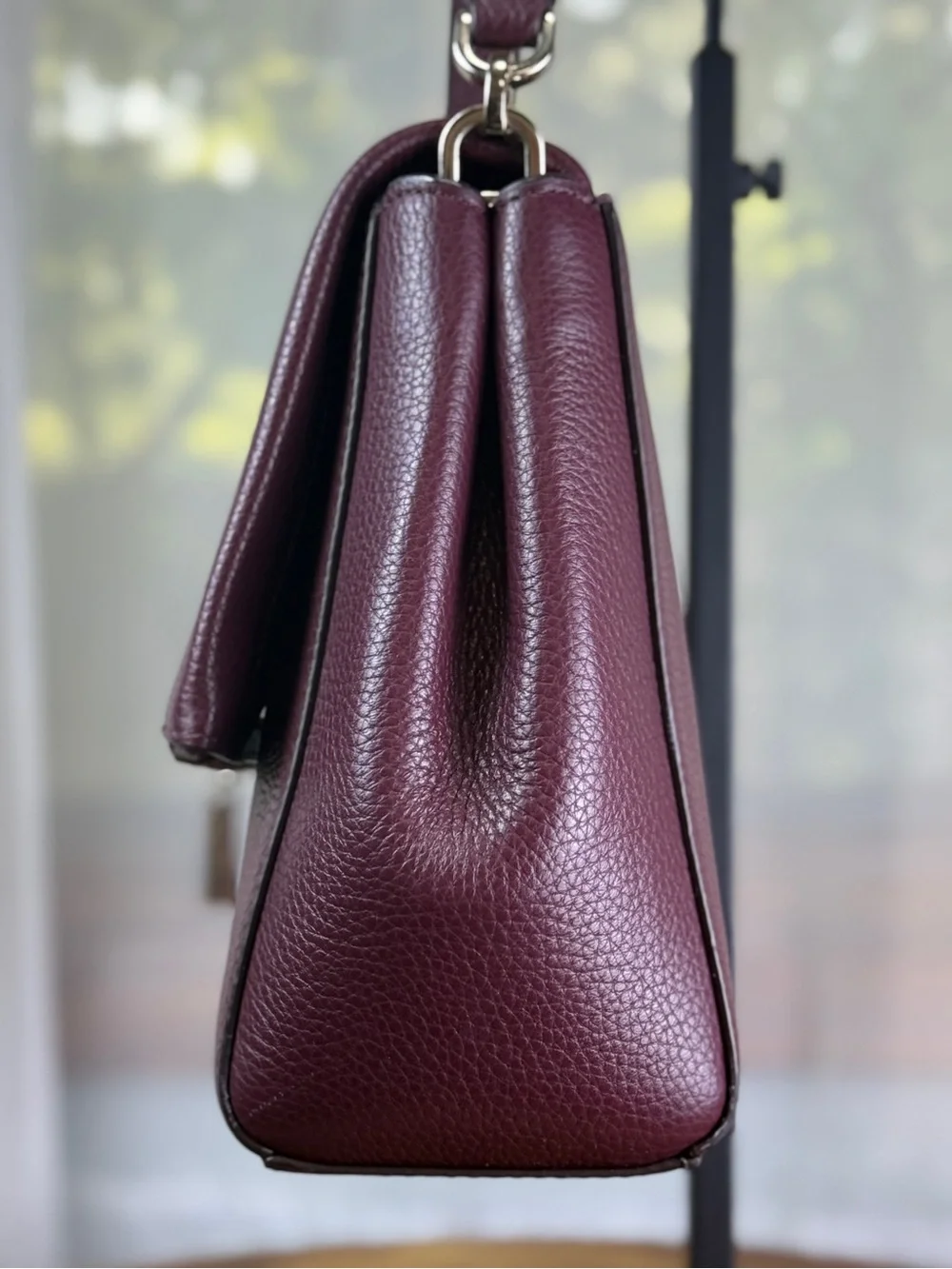 Kate Spade Leila Medium Flap Shoulder Bag Burgundy Leather + Crossbody Strap EUC